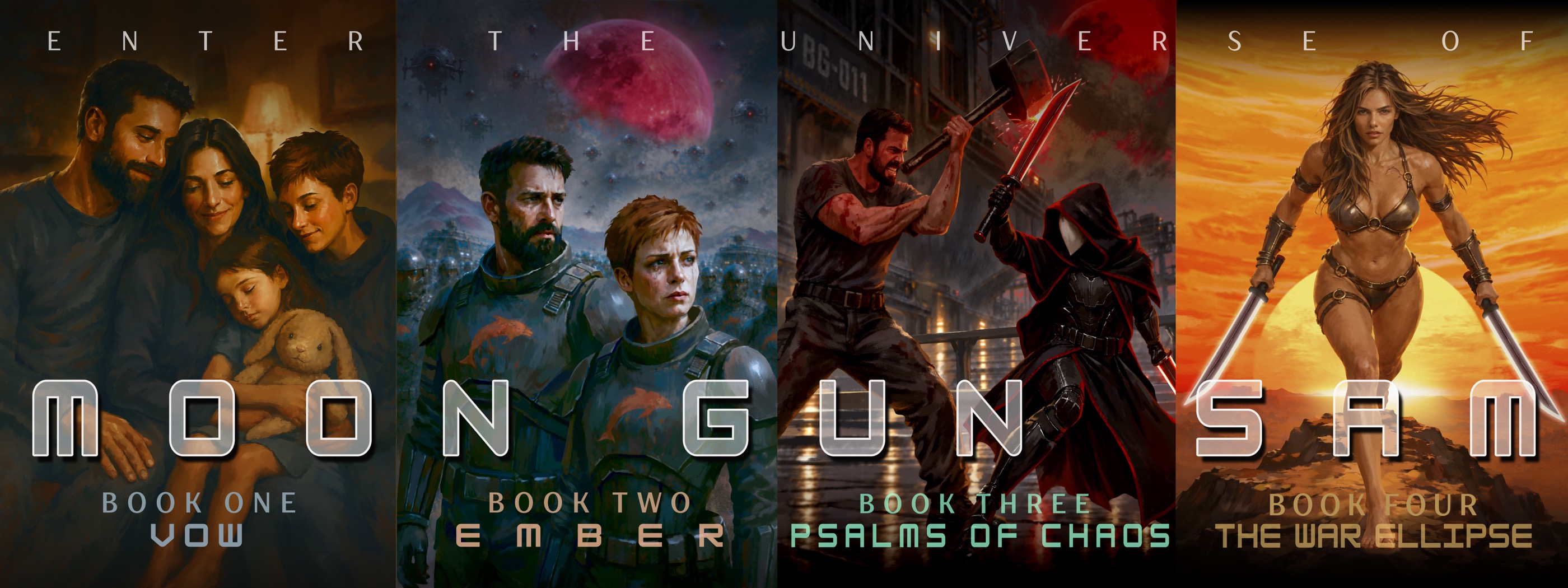Enter the universe of Moon Gun Sam: Vow, Ember, Psalms of Chaos, and The War Ellipse